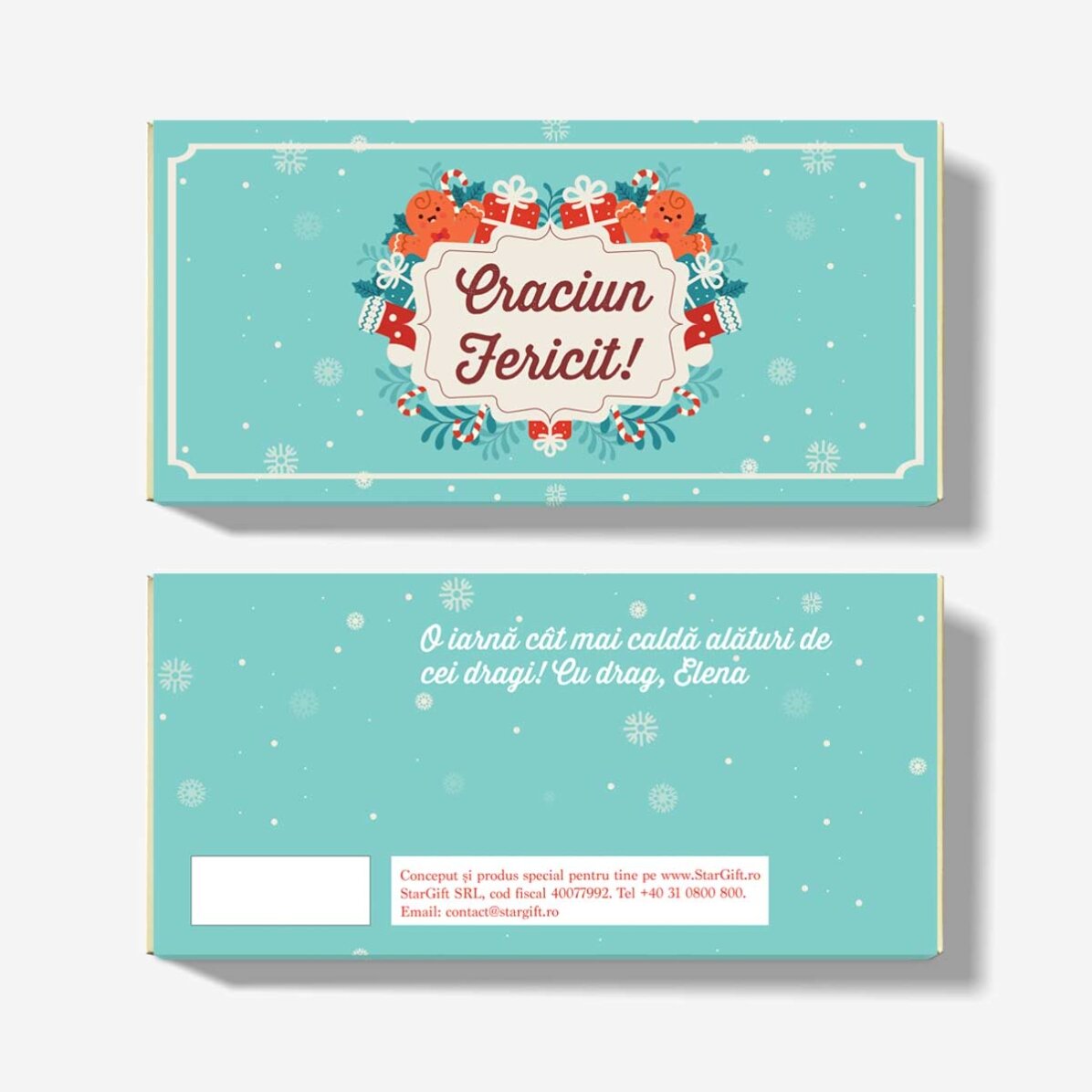 Ciocolată personalizată cu text pentru Crăciun - Gingerbread