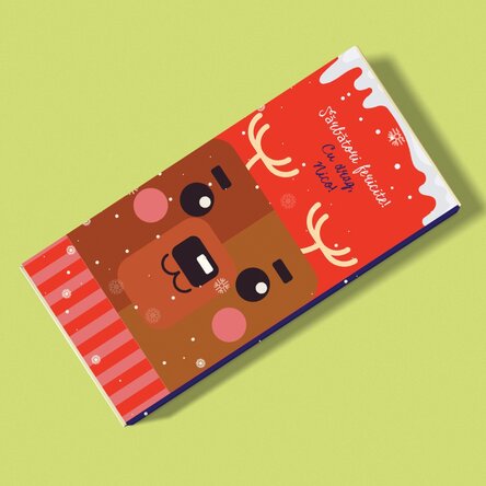 Ciocolată personalizată cu text pentru Crăciun - Rudolf