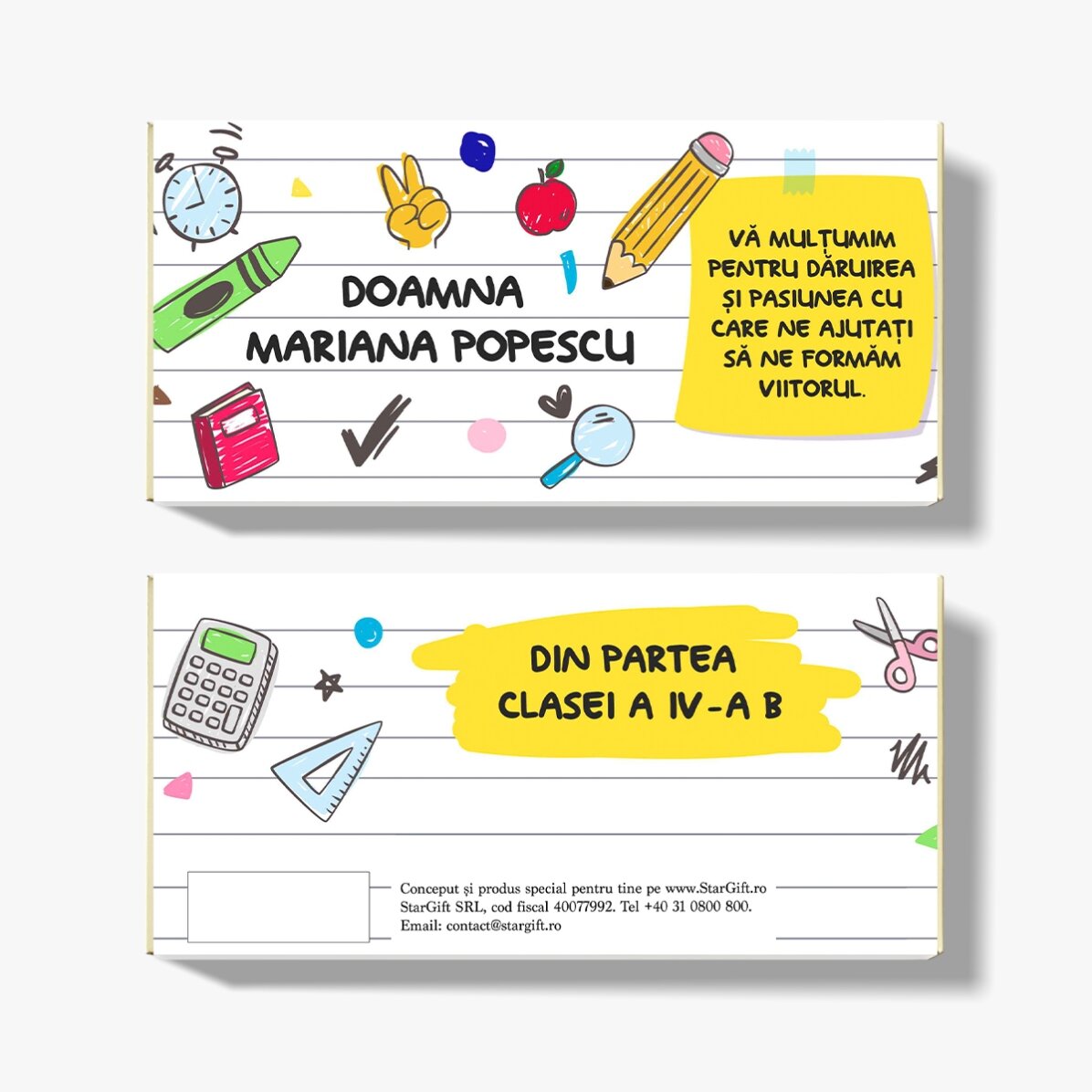 Ciocolată personalizată cu text - Școală