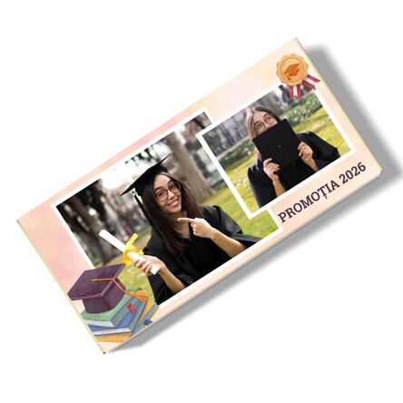 Ciocolată personalizată cu text și 2 poze - Absolvire