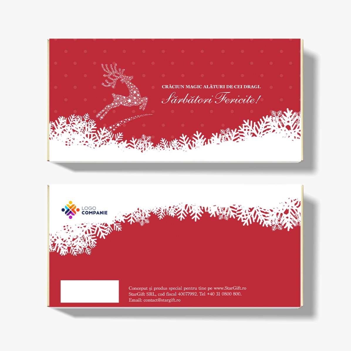 Ciocolată personalizată cu text și logo - Magia Crăciunului