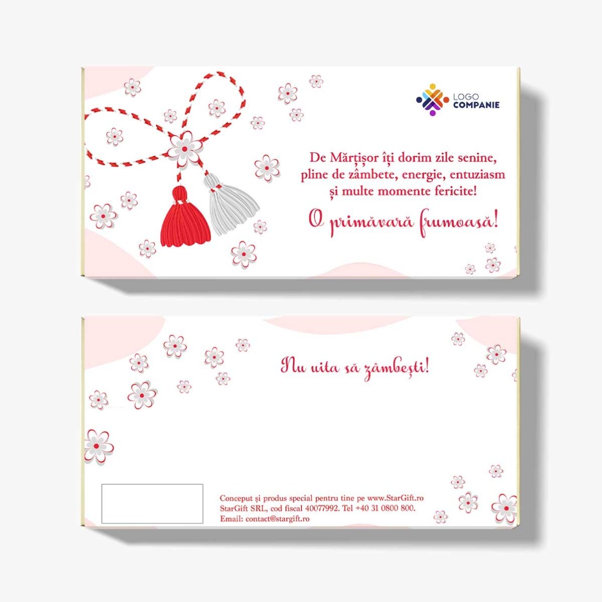 Ciocolată personalizată cu text și logo - Mărțișor