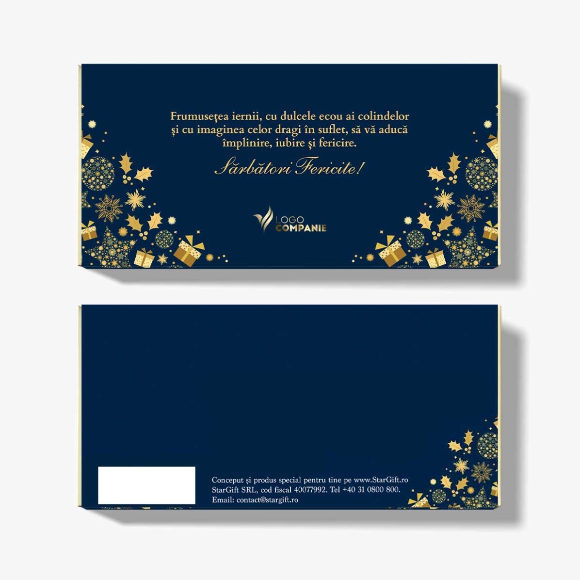 Ciocolată personalizată cu text și logo - Poveste de Crăciun