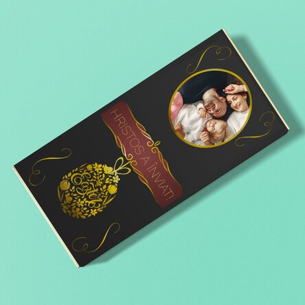 Ciocolată personalizată cu text și poză de Paște