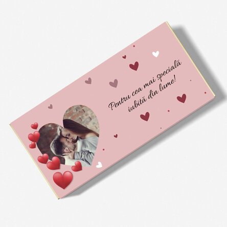 Ciocolată personalizată cu text și poză - I love you!