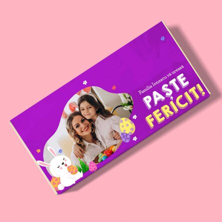 Ciocolată personalizată cu text și poză - Iepuraș
