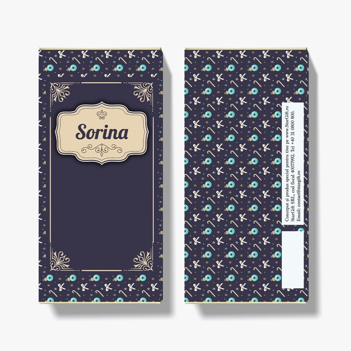 Ciocolată personalizată de Crăciun - Blue Pattern