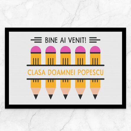 Covoraș de intrare personalizat cu mesaj - Creioane