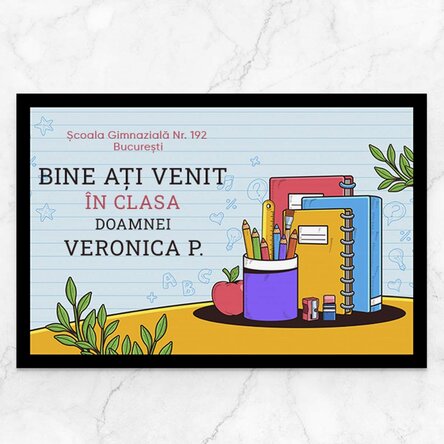 Covoraș de intrare personalizat cu mesaj - Școală