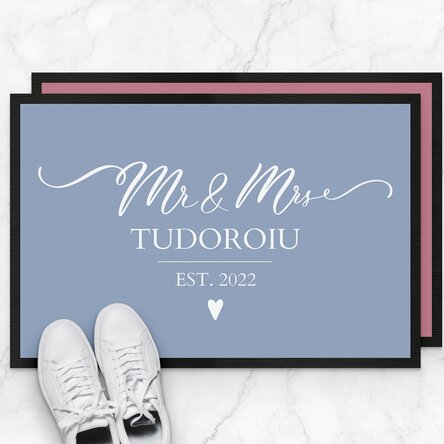 Covoraș de intrare personalizat cu text - Mr and mrs