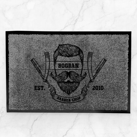 Covoraș intrare de interior personalizat cu mesaj - Barber Shop 