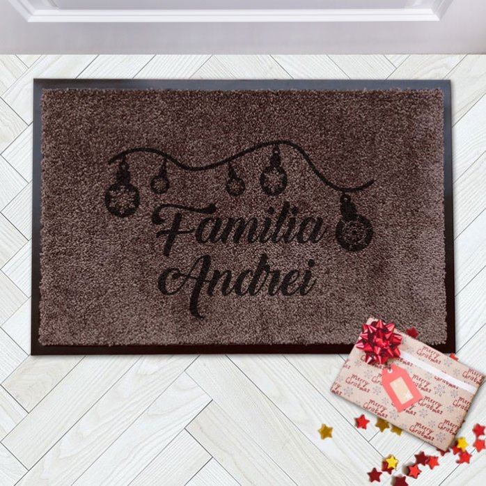 Covoraș intrare de interior personalizat - Globuri Crăciun