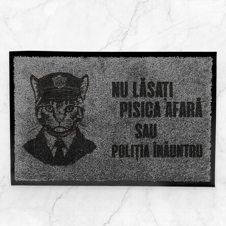 Covoraș intrare de interior personalizat - Pisica polițistă