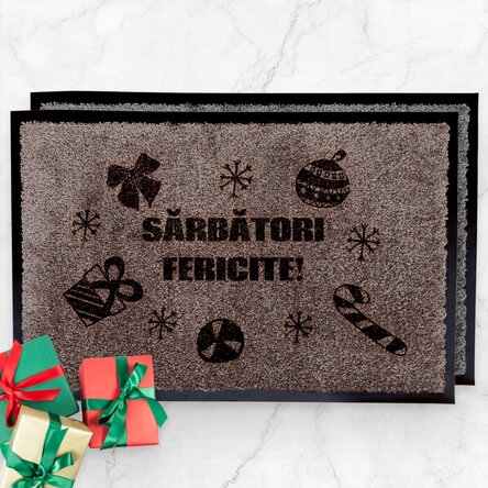 Covoraș intrare de interior personalizat - Sărbători fericite!