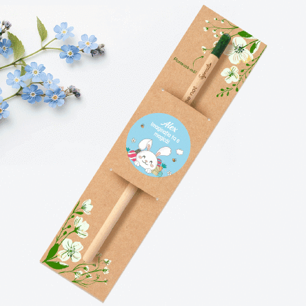 Creion plantabil personalizat cu mesaj - De la Iepuraș