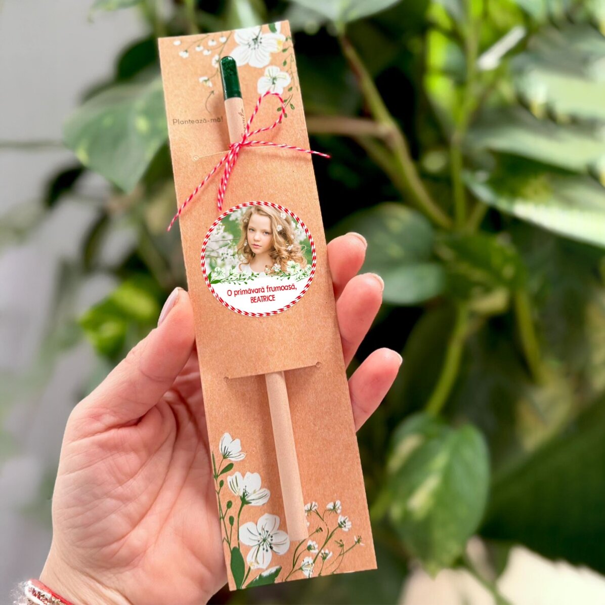 Creion plantabil personalizat cu poză și mesaj - Mărțișor