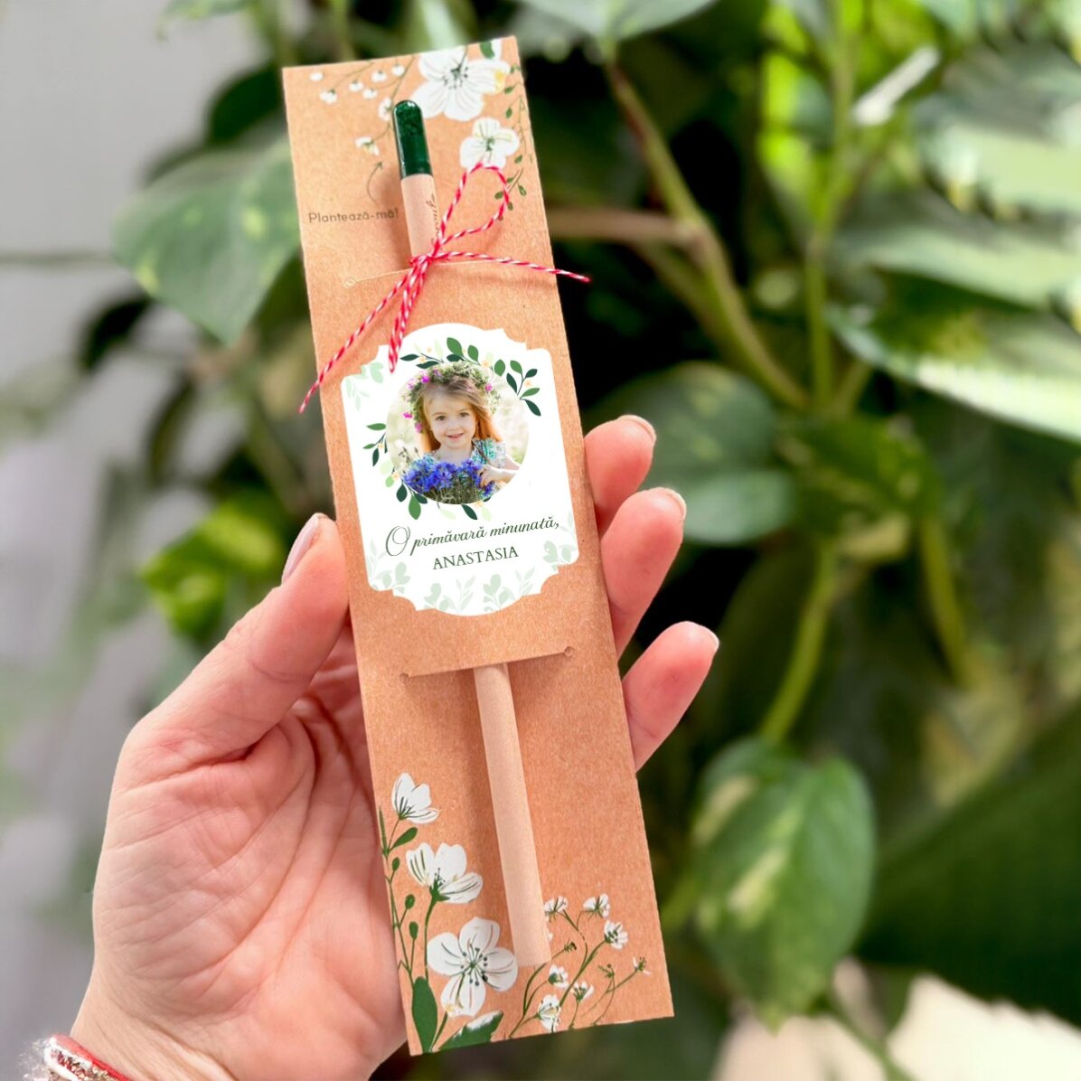 Creion plantabil personalizat cu poză și mesaj - O primăvară minunată
