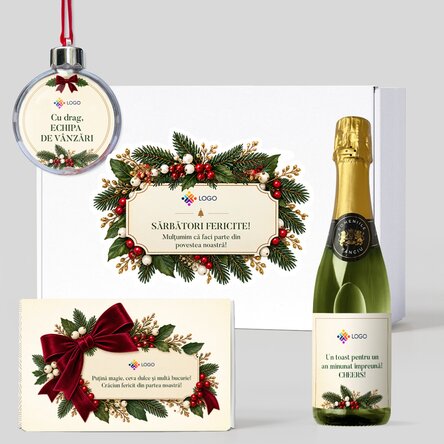 Cutie cadou - Christmas time cu produse personalizate cu logo și mesaj