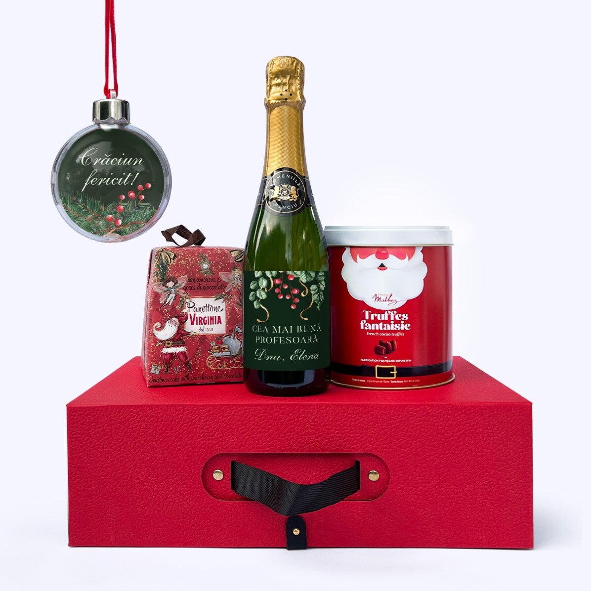 Cutie cadou - Christmas Wish cu spumant mediu personalizat