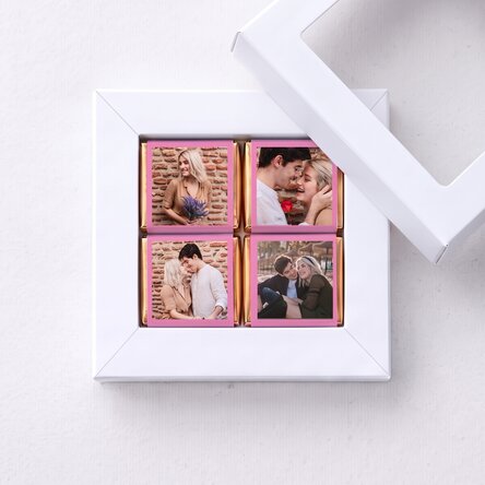 Cutie cadou cu 4 mini ciocolățele personalizate cu poze