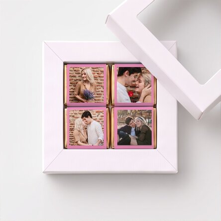 Cutie cadou cu 4 mini ciocolățele personalizate cu poze