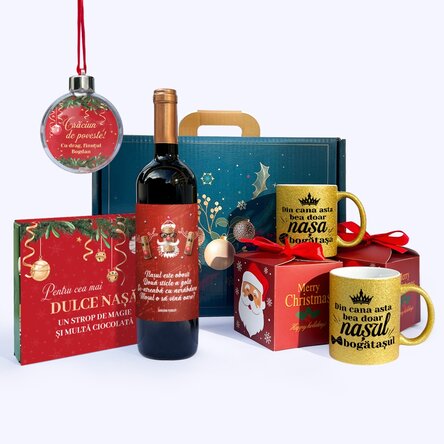 Cutie cadou de Crăciun pentru cei mai dragi nași