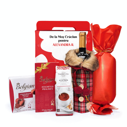 Cutie cadou de la Moș Crăciun cu sticker personalizat cu mesaj