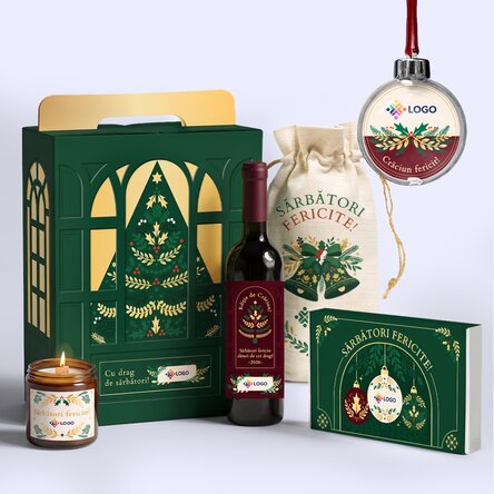 Cutie cadou - Ediție de Crăciun cu produse personalizate cu logo și mesaj