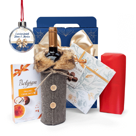 Cutie cadou în dar de Crăciun cu glob personalizat cu mesaj