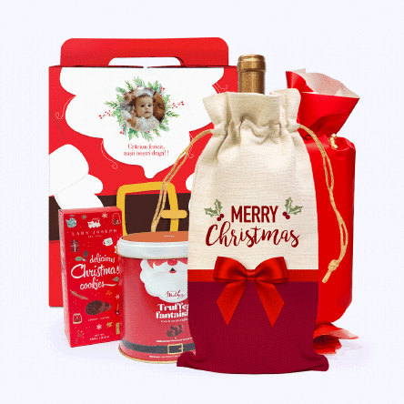 Cutie cadou MAGIC SANTA cu sticker personalizat cu poză și mesaj