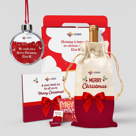 Cutie cadou - Most wonderful time cu produse de Crăciun personalizate cu logo-ul tău