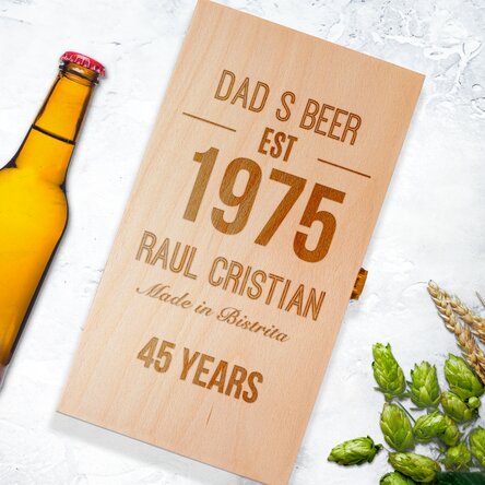 Cutie de bere personalizată pentru trei sticle - Made in...