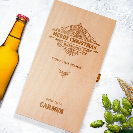 Cutie de bere personalizată pentru trei sticle - Vintage Christmas