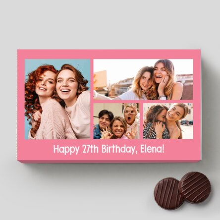Cutie de bomboane cu cremă personalizată cu 4 poze și mesaj