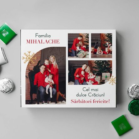 Cutie de bomboane personalizată cu 4 poze și text - Christmas