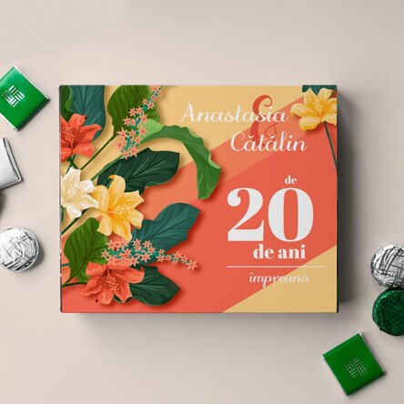 Cutie de bomboane personalizată cu mesaj - Flowers