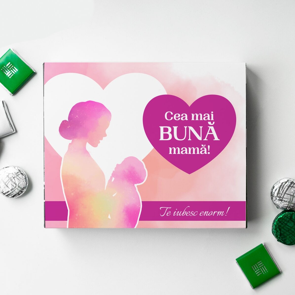 Cutie de bomboane personalizată cu mesaj - Mama