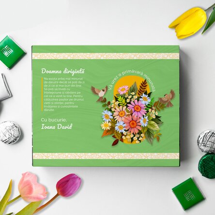Cutie de bomboane personalizată cu mesaj pentru dirigintă - Primăvară minunată