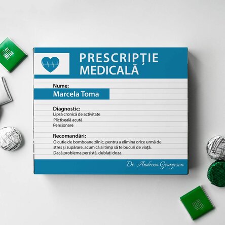 Cutie de bomboane personalizată cu mesaj - Prescripție medicală