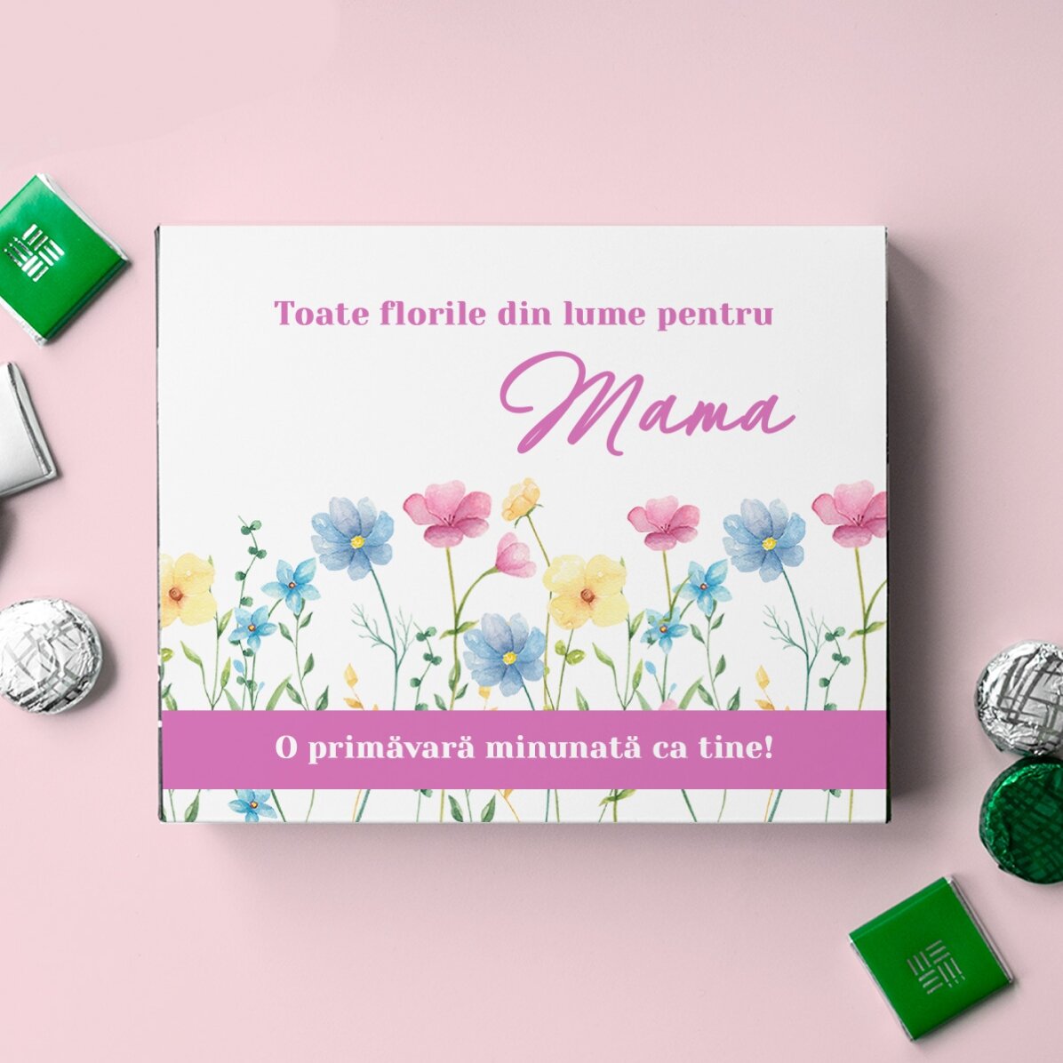 Cutie de bomboane personalizată cu mesaj - Toate florile din lume