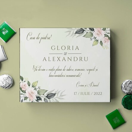 Cutie de bomboane personalizată cu mesaj - Urare de nuntă
