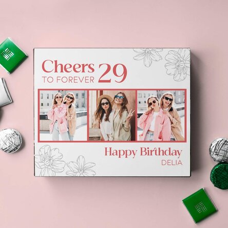 Cutie de bomboane personalizată cu poze și text - Cheers