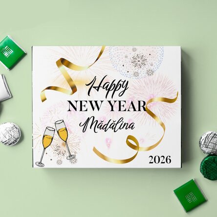 Cutie de bomboane personalizată cu text - Happy new year