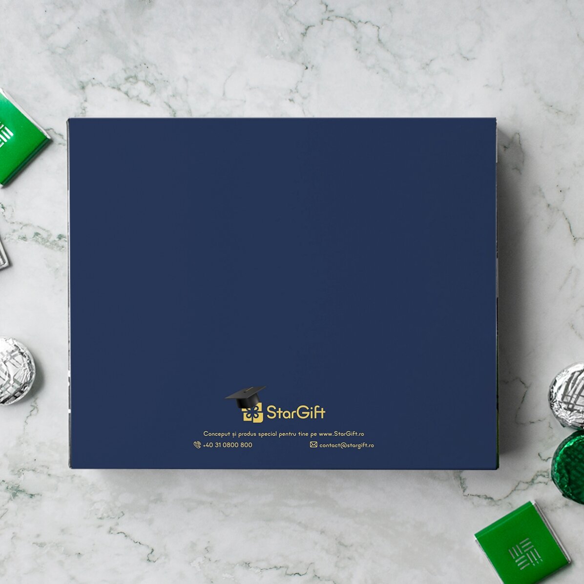 Cutie de bomboane personalizată cu text pentru profesori - Absolvire