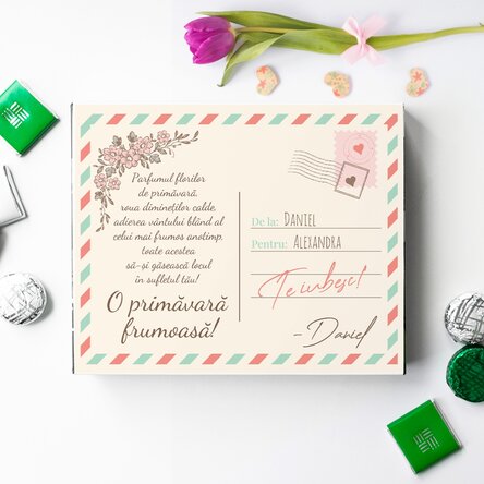 Cutie de bomboane personalizată cu text - Vedere