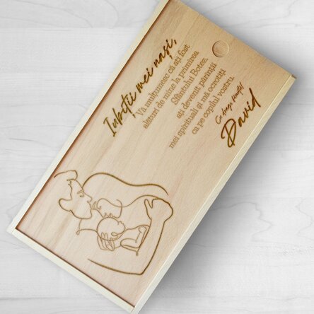 Cutie de cadou personalizată din lemn - Iubiți nași