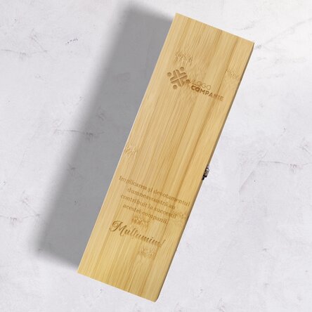 Cutie de vin din bambus cu accesorii personalizată cu logo și text