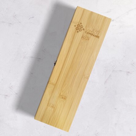 Cutie de vin din bambus cu accesorii personalizată cu logo