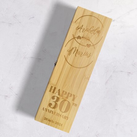 Cutie de vin din bambus cu accesorii personalizată cu mesaj - Aniversare