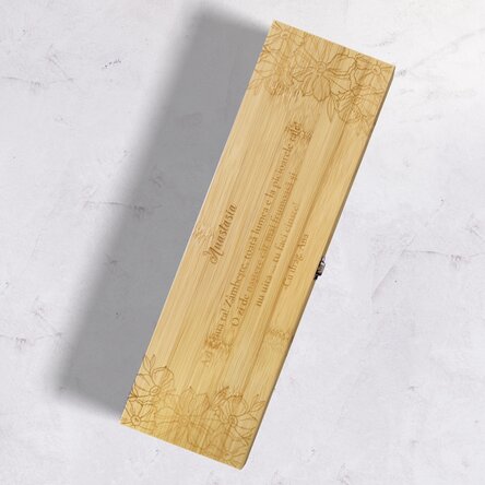 Cutie de vin din bambus cu accesorii personalizată cu text